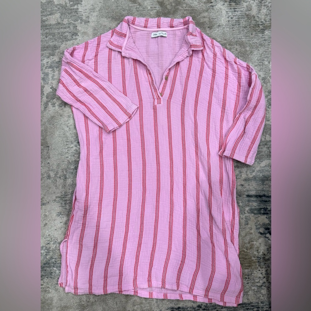 Zara Pink and Red Swim Coverup